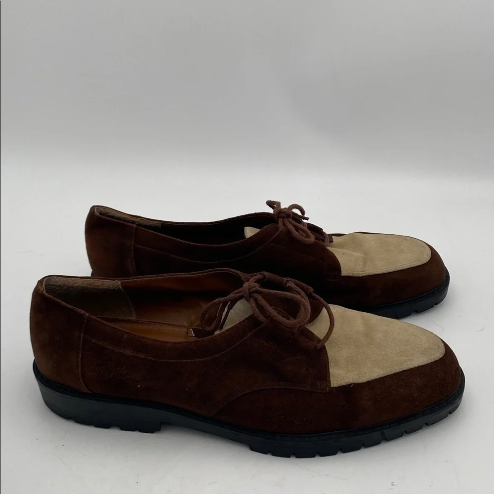 Giorgio Brutini Brown and Cream Suede Oxfords penny loafer mens 13M Y2K grandpa